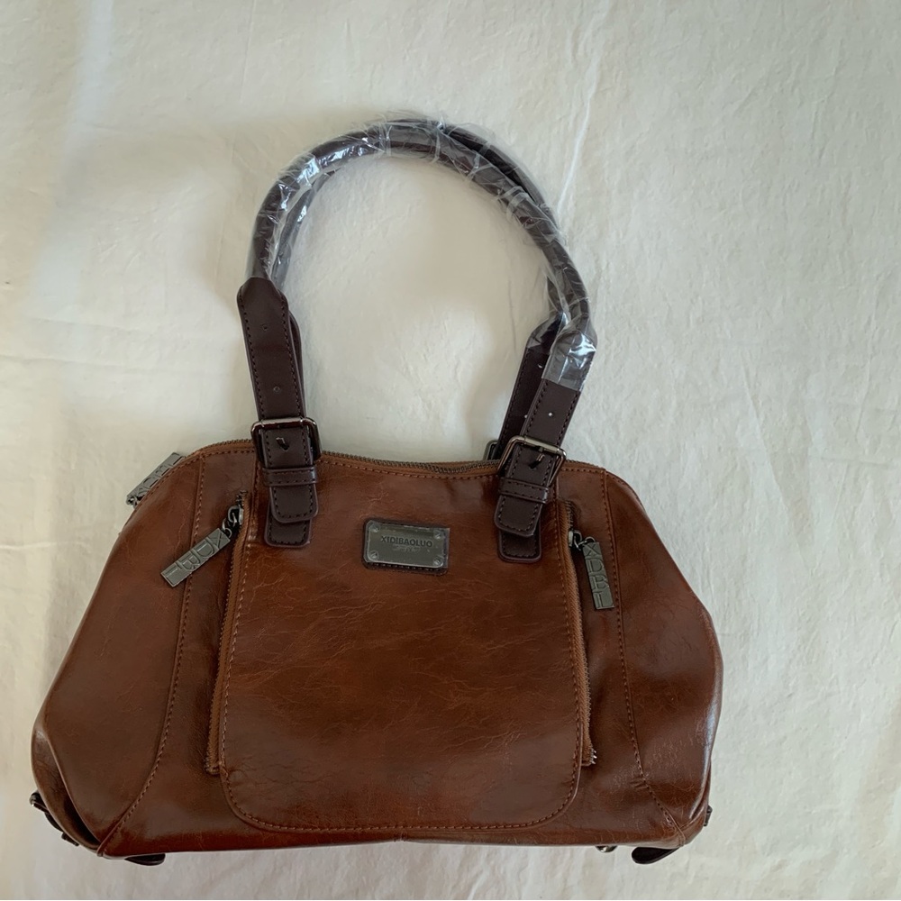Elegant Brown Virgin Leather Handbag NWT